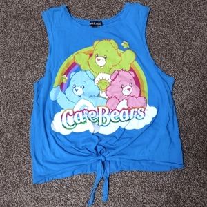 Blue Care Bears front tie tank top size medium